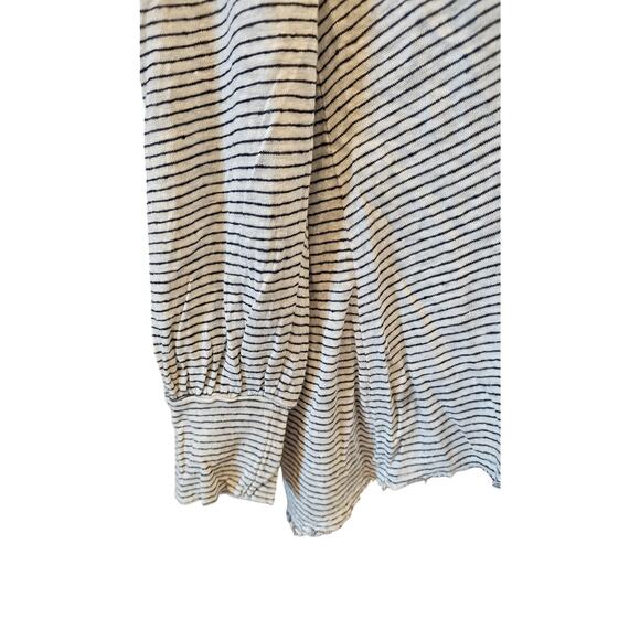 Sundance mariner sz L 100% linen slub striped grey long sleeve blouse EUC casaul - Picture 4 of 8